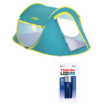 Camping p/ 2 Personas Autoarmable Coolmount Pavillo + Linterna LED 85L Azul