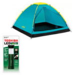 Carpa p/ 2 personas Bestway Cooldome+Linterna / Farol 2en1 Verde Toshiba KIT CAMPING