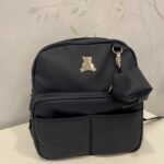 Mochila Lux Ch Simil Cuero Azul