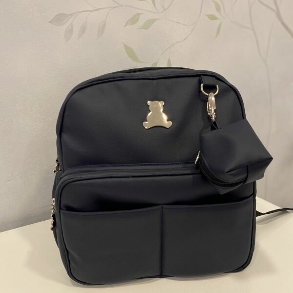 Mochila Lux Ch Simil Cuero Azul