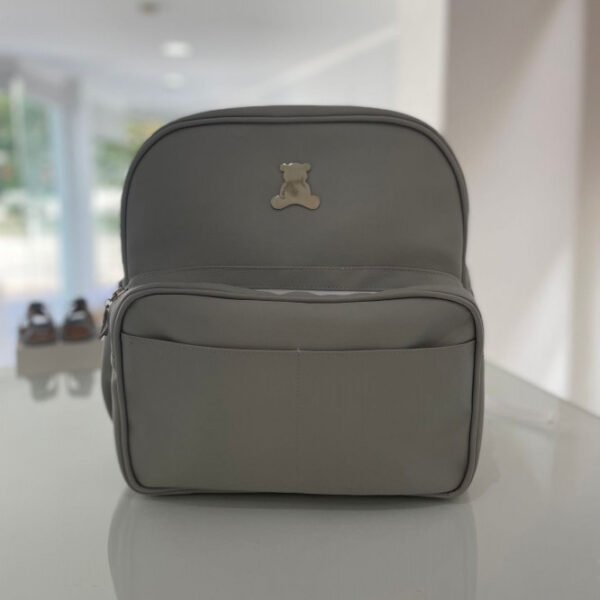 Mochila Lux Ch Simil Cuero Gris