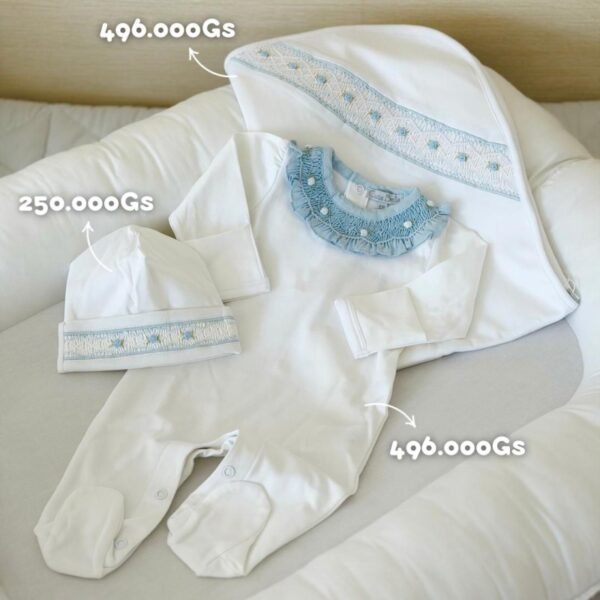 Set Cuello Smock Volado Celeste
